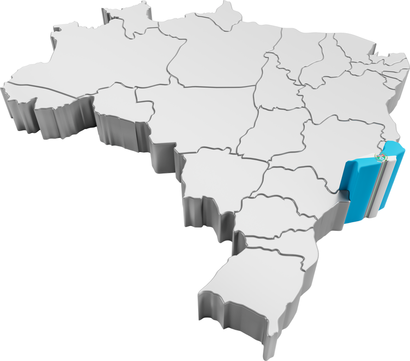 Brazil map with Rio de Janeiro state flag in 3d render