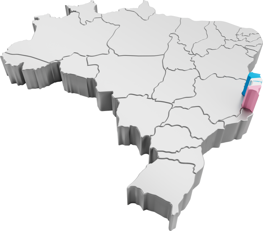 Brazil map with Espírito Santo state flag in 3d render
