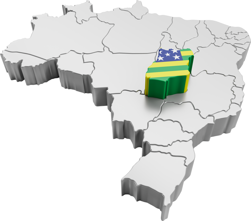 Brazil map with Goiás state flag in 3d render