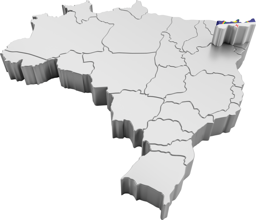 Brazil map with Pernambuco state flag in 3d render