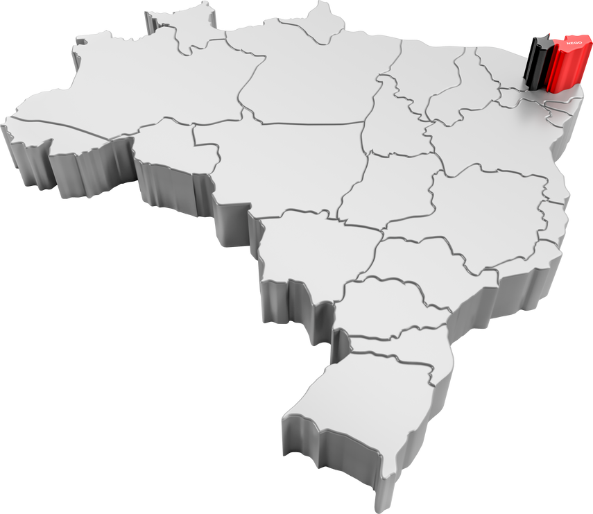 Brazil map with Paraíba state flag in 3d render