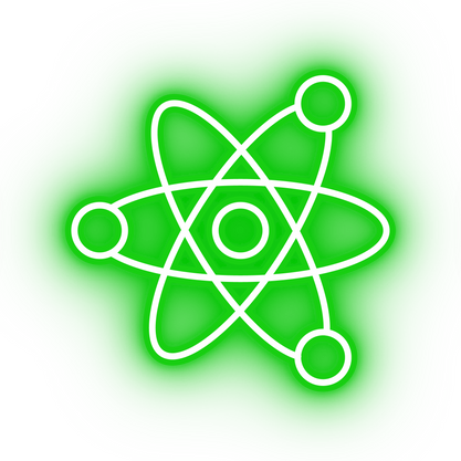 Neon green atom icon