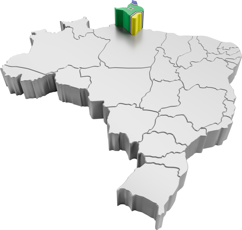 Brazil map with Amapá state flag in 3d render