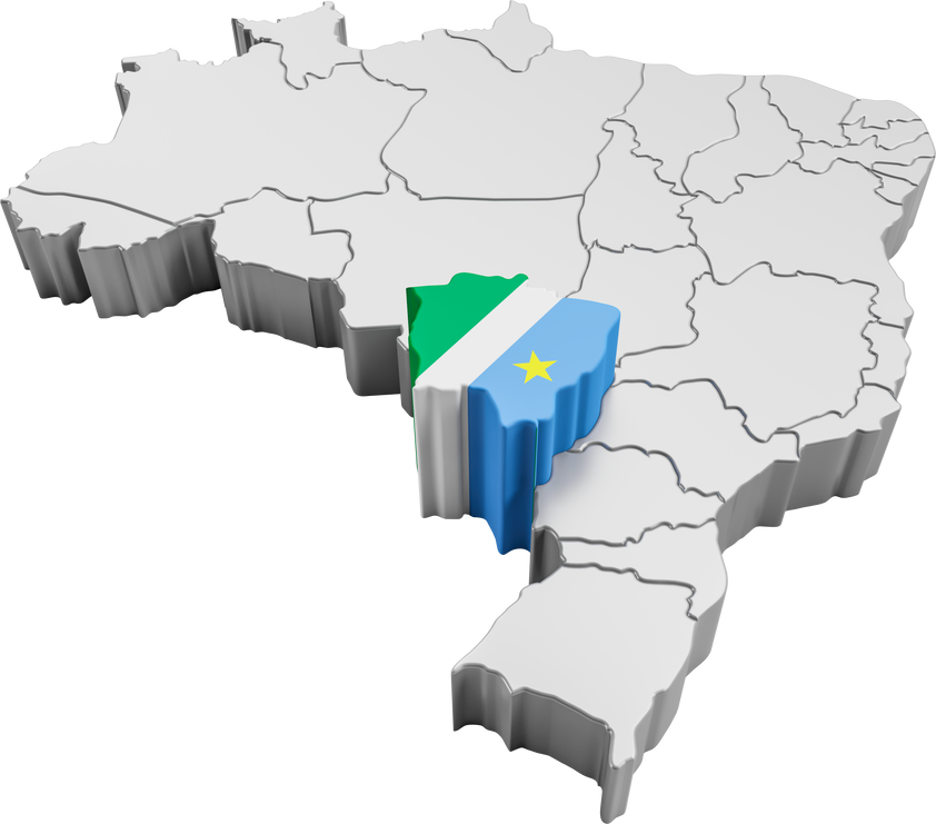 Brazil map with Mato Grosso do Sul state flag in 3d render