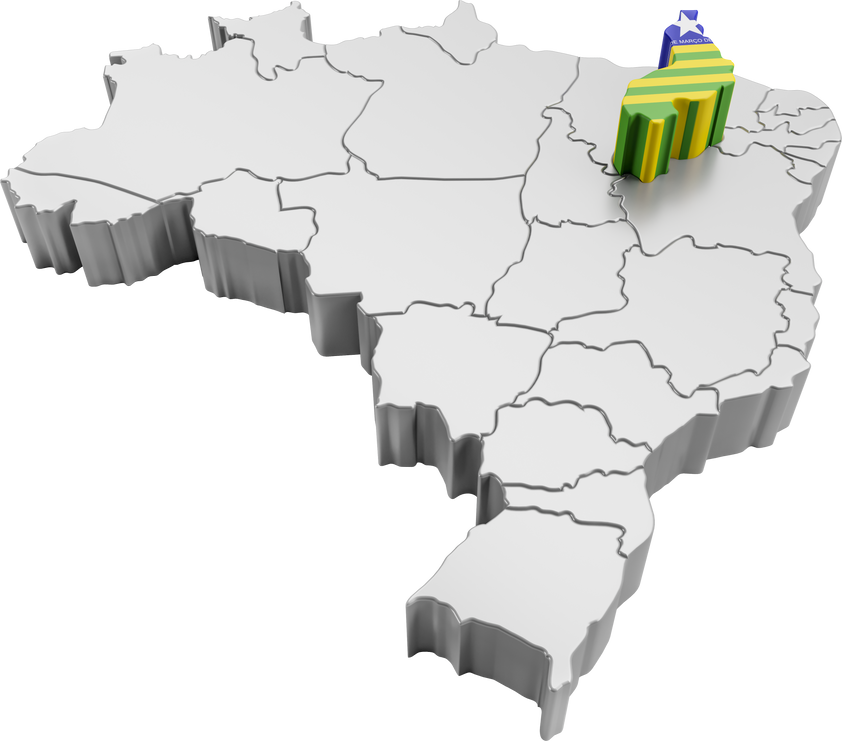Brazil map with Piauí state flag in 3d render